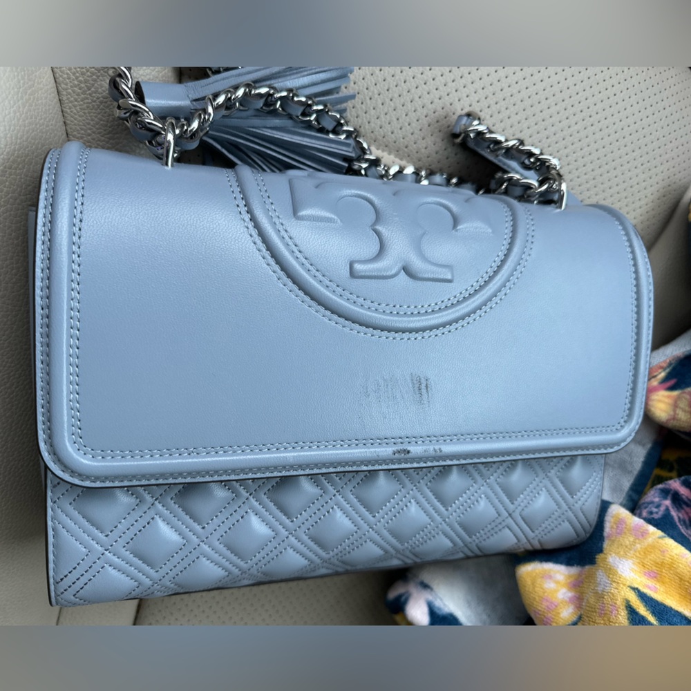 Tory Burch Light Blue Quilted Shoulder Bag